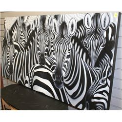 SHOWHOME BLACK AND WHITE ZEBRA OIL ON CANVAS