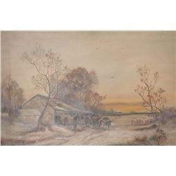 original painting "Starting Work" Joachin Bucheron Lariviere - peinture originale "Au Travail"