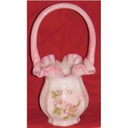 collectible USA artist hand painted Bride's basket - FENTON - panier, piece de collection
