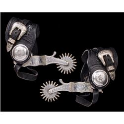 Crockett Stainless Parade Spurs with Fancy Straps