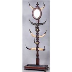 Victorian Horn Hall Tree with Mirror