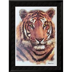 Tiger Face Original Acrylic Painting Signed Canvas Realism Wildlife