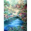 Image 2 : Waterfall Landscape Original Acrylic DEALER ART LIQUIDATES Museum Quality Painting Impressionism Art