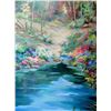 Image 3 : Waterfall Landscape Original Acrylic DEALER ART LIQUIDATES Museum Quality Painting Impressionism Art