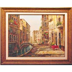 VENICE CANAL ORIGINAL FRAMED PAINTING LIQUIDATION