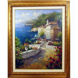 HUGE MEDITERRANEAN FRAMED ORIGINAL PAINTING LIQUIDATION