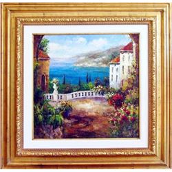 Textured Italian Original Painting Colorful Landscape Scenic Signed Art