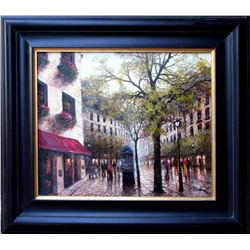 Afternoon in Paris Landscape Impressionism Textured Rich Colorful Original Framed Art
