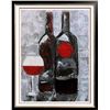Image 4 : Contemporary Wine Painting Modern Black Red White Canvas Signed Original