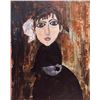 Image 2 : My Little Sister Naïve Style Big Eye Janier Signed Acrylic Painting