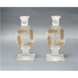 R. LALIQUE. "Paquerettes" - An unusual pair o...