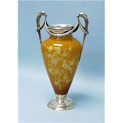 A fine antique French art glass vase with sil...