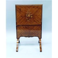 An unusual antique French marquetry and parqu...