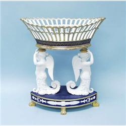 An unusual antique French Sevres porcelain an...