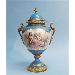 An antique French Sevres porcelain covered va...
