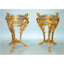 A fine pair of French Empire style crystal ja...