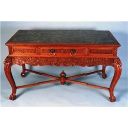An antique Chinoiserie inspired carved teakwo...