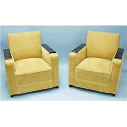 ART DECO - A black lacquer framed three piece...