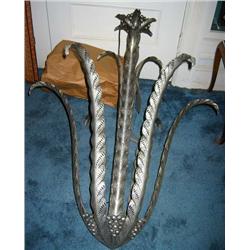 ART DECO - French wrought iron cactus form ha...