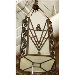 ARTS and CRAFTS - A hammered wrought iron lan...