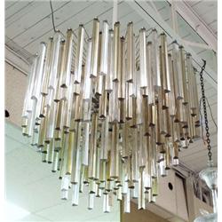 A good 1950's chandelier with white enamel fr...