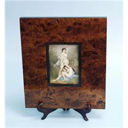 An antique French miniature hand painted on i...