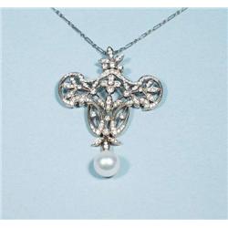 A Belle Epoque design 18 kt. white gold and d...