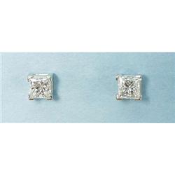 A pair of very good princess cut diamond ear...