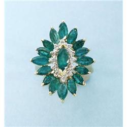 An 18 kt. yellow gold and diamond cocktail ri...