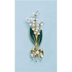 A decorative 14 kt. yellow gold, seed pearl a...