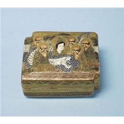 An antique Satsuma covered miniature box. Rec...