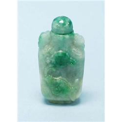 An unusual Chinese green jade snuff bottle. R...