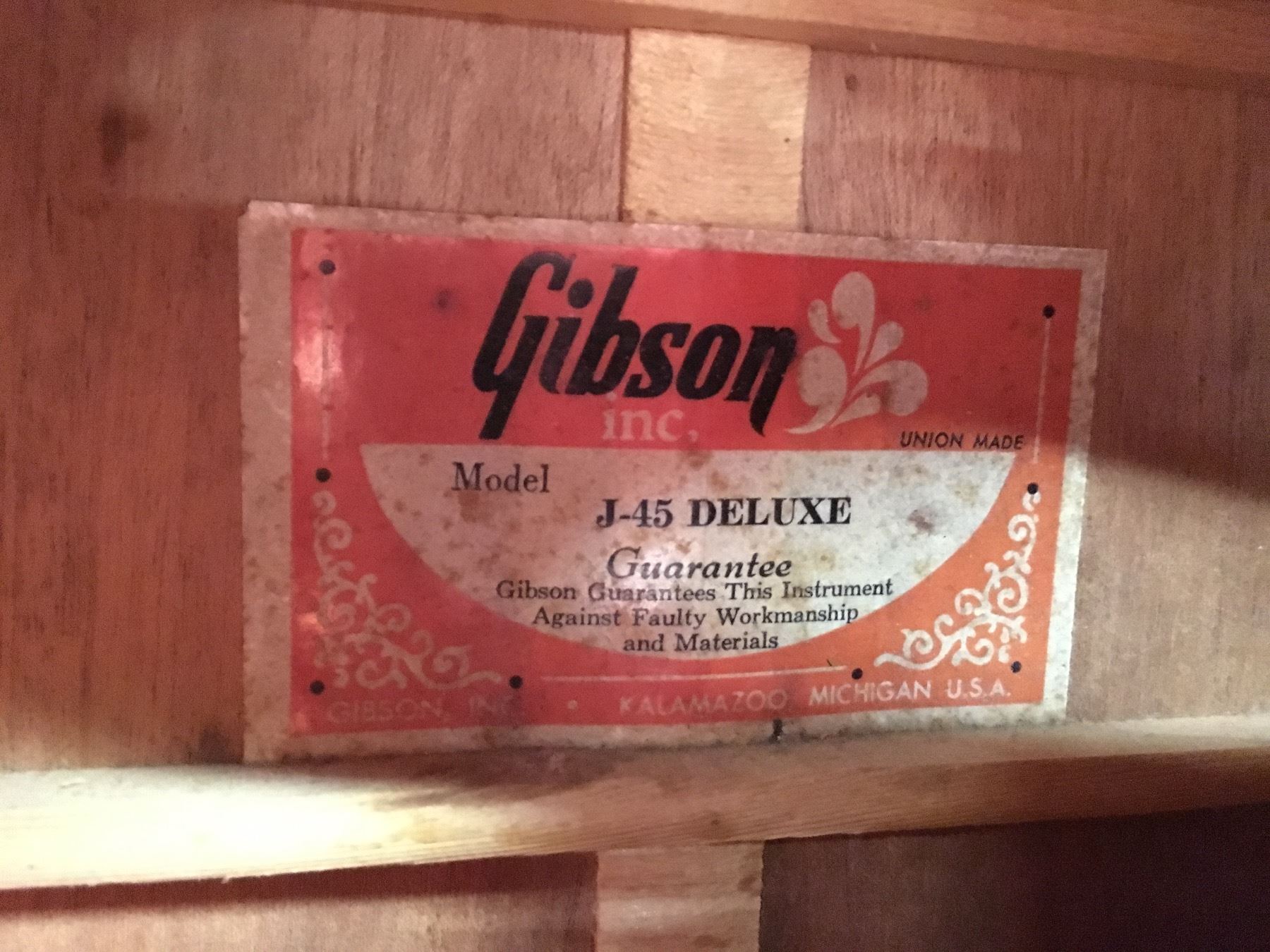 Gibson J 45 Deluxe Acoustic Guitar Serial Number B Made In Kalamazoo In 1974 Gibson J 45 Deluxe Acoustic Guitar Serial Number B Made In Kalamazoo In 1974