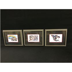 SET OF THREE FRAMED PRINTS BY NORTHERN TUCHONE NATION ARTIST RICHARD SHORTY.  INCLUDES: