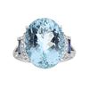 Image 1 : 10.68 ctw Aquamarine, Sapphire, and Diamond Ring - 14KT White Gold