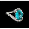 Image 1 : 3.09 ctw Apatite and Diamond Ring - 14KT White Gold