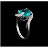 Image 4 : 3.09 ctw Apatite and Diamond Ring - 14KT White Gold