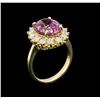 Image 3 : 5.77 ctw Kunzite and Diamond Ring - 14KT Yellow Gold