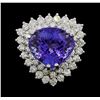 Image 2 : 10.76 ctw Tanzanite and Diamond Ring - 14KT White Gold