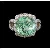 Image 2 : 9.35 ctw Emerald and Diamond Ring - 14KT White Gold