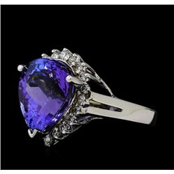 8.92 ctw Tanzanite and Diamond Ring - 14KT White Gold