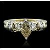 Image 2 : 14KT Yellow Gold 1.38 ctw Pear Cut Diamond Ring