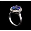 Image 4 : 4.05 ctw Tanzanite and Diamond Ring - 14KT White Gold