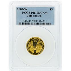 2007-W PCGS PR70DCAM $5 Jamestown Gold Coin