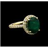 Image 1 : 4.45 ctw Emerald and Diamond Ring - 14KT Yellow Gold