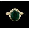 Image 2 : 4.45 ctw Emerald and Diamond Ring - 14KT Yellow Gold