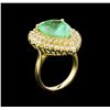 Image 4 : GIA Cert 9.78 ctw Emerald and Diamond Ring - 14KT Yellow Gold