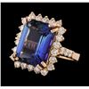 Image 1 : 10.28 ctw Tanzanite and Diamond Ring - 14KT Rose Gold