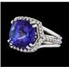 Image 1 : GIA Cert 8.89 ctw Tanzanite and Diamond Ring - 14KT White Gold