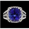 Image 2 : GIA Cert 8.89 ctw Tanzanite and Diamond Ring - 14KT White Gold